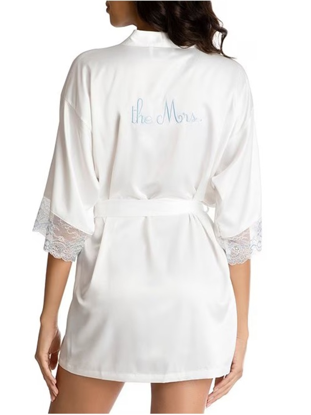 In Bloom The Mrs. Embroidered 3/4 Sleeve Bridal Robe.